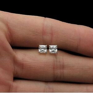 COPY - 1.00 Carat Princess Cut VVS1/D Lab Created Stud Earrings 6mm 14K White G…